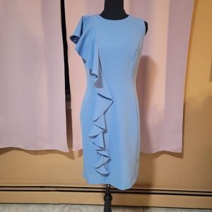 Roz & Ali Light Blue Ruffle Midi Dress